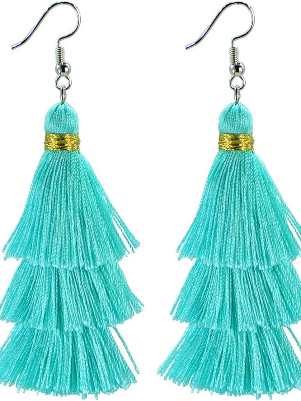Fashion Charm Crystal Silk Tassel 3 Layers Fan Fringe Dangle Earrings designer c